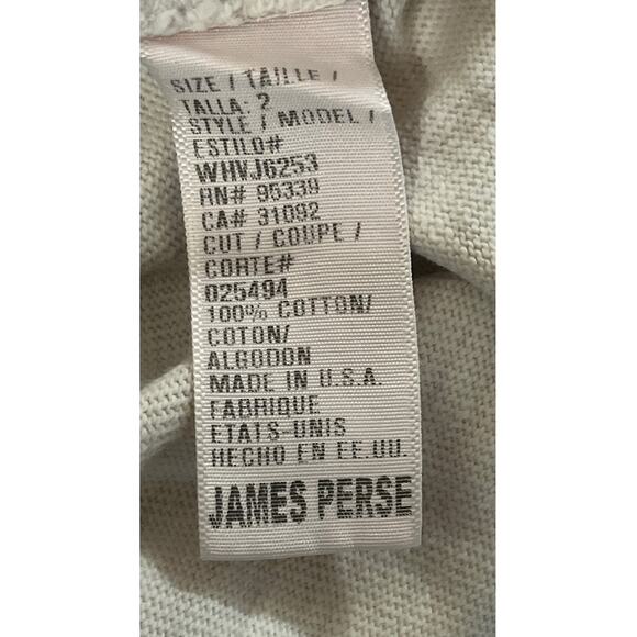 JAMES PERSE Crew Neck Shirt Size 2 - Off White - 100% Cotton Made in the USA - Picture 5 of 7